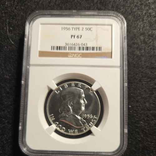 1956 NGC PF 67 Type 2 Franklin Proof Silver 50c Half Dollar, Great shine!!!