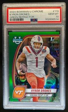 2024 Bowman Chrome University Kyron Drones Green Refractor /99 Hokies PSA 10