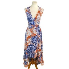Lulus Womana Tropical Floral Wrap Dress Size XS Sleeveless Hi Lo 