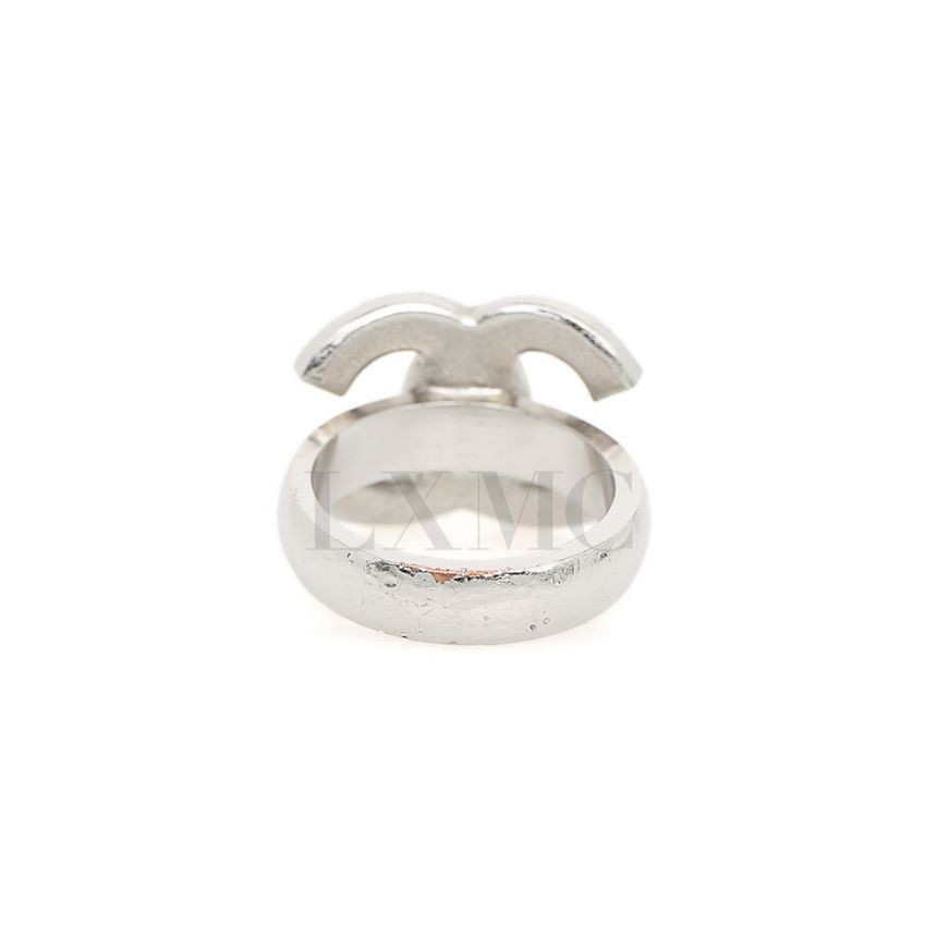CHANEL COCOロゴリング ホワイト CHANEL Coco Mark CC Logo Ring with Cubic Zirconia and Pearl
