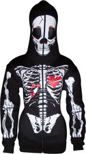 Women'S Full-Zip Hoodie with Skeleton Skull Print Oversized Gothic Sweatshirt fo