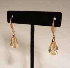 Gorgeous Rose gold plated 925 ss earrings made w/ Swarovski golden crystals 