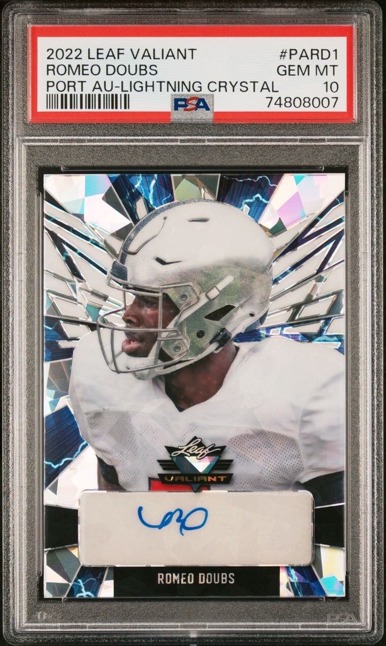 Romeo Doubs Leaf Valiant Portrait Autographs #PARD1 Lightning Crystal