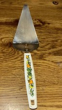 Ekco Chromium Plated Cake Pie Server Plastic Handle with Vegetable Design