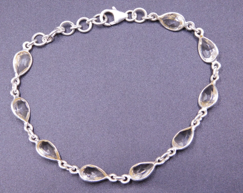 6.40 Gm 925 Sterling Silver Crystal Cut Gemstone Handmade Bracelet Size 8.15" in - Image 2 of 4