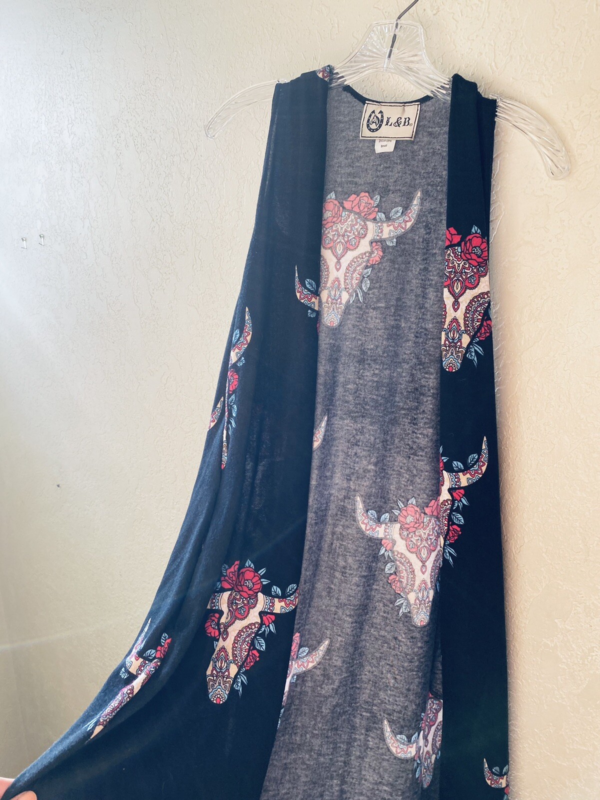 L\u0026B cow skull roses full length tank 