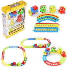Electric Train Animal Friends Tracks Play Set Kids Toddlers Toy Gift With Music