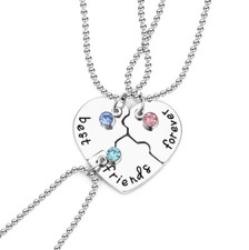 Broken Heart Best Friend Forever Silver Shinny Friendship Necklace Gift