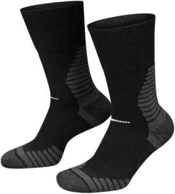 NIKE Outdoor Cushioned Wool Blend Hiking Ski Crew Socks Black Men's Large 8-12 L