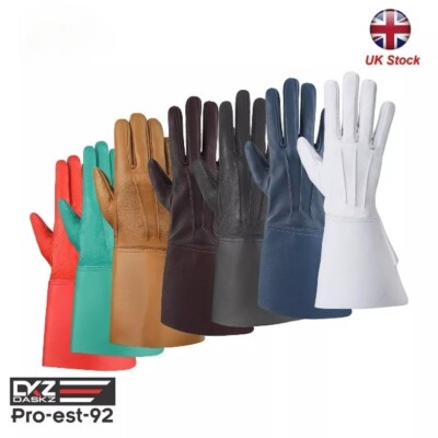 Leder lange Manschette Träger Stulpen Piper Trommler Band Handschuhe mehrere Farben
