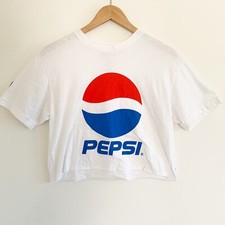 Pepsi Vintage Logo White Crop Top Medium