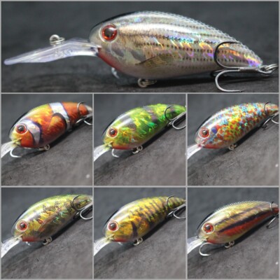 Crankbait Lures Fishing Lure wLure Deep Diver Lifelike 2X Hooks Wide Wobble HC55