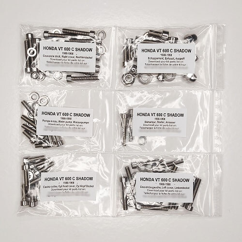 Kit vis VT 600 C Honda Shadow pour remplacer les vis de carter usées