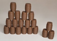 20 - Dark Brown Wood Barrels HO Scale Unfinished Walthers Herpa Promotex Wiking