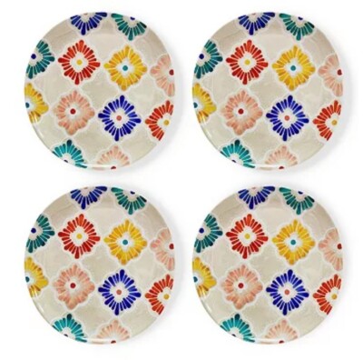 FOOD NETWORK 4 Pc Casa Sol Melamine 11'' Oval Dinner Plate Set BPA Free Camp RV