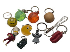 10-Assorted Novelty Key Chains w Clasps-Used-Assorted Shapes And Sizes-Free Ship