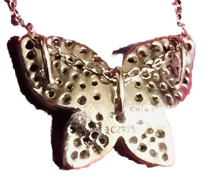 "Collar mariposa Epiphany Diamonique circonita cúbica revestido de platino de plata esterlina 16"" BONITO" Foto 3 de 4