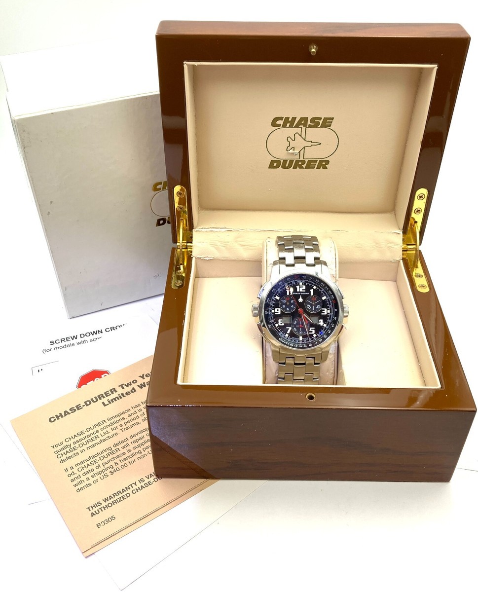 Chase Durer Central Command Swiss Chronograph Watch Box and Papers