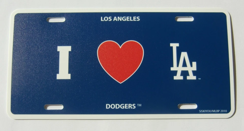Los Angeles Dodgers Styrene License Plate I Love (Heart) Logo MLB Baseball - Image 2 of 4