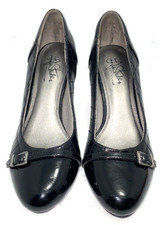 Life Stride Women's Stitching, Buckle  Strap Accent Pump Size 9M Black Patent