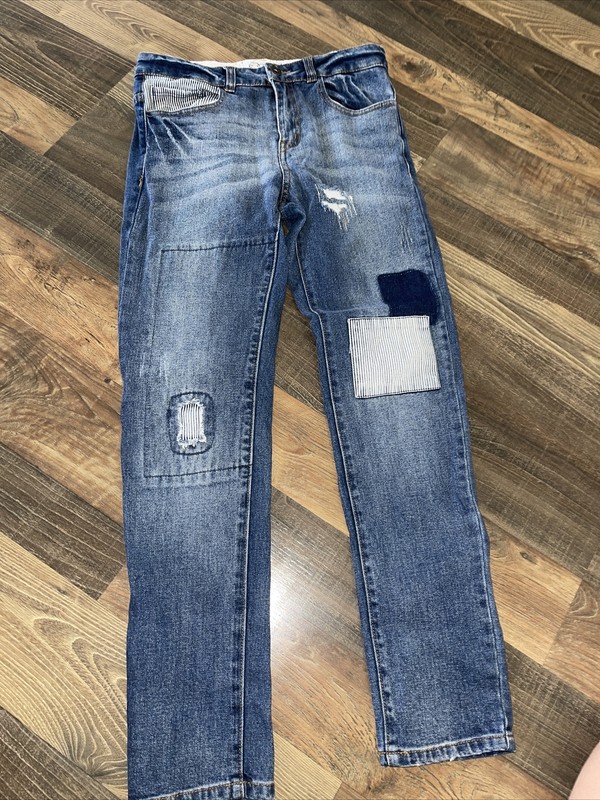 Art Class Slim Jeans Adjustable Waist Patch Light Blue Girls Size 12