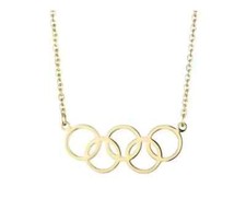Olympic Necklace 14K Yellow Gold Plated Silver Olympic Sports Pendant.