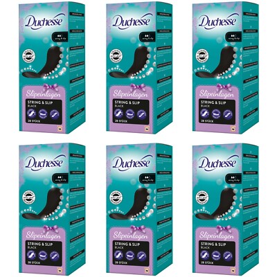 6 x 28 Stück | Duchesse Slipeinlagen String & Slip Black samtweiche Oberfläche