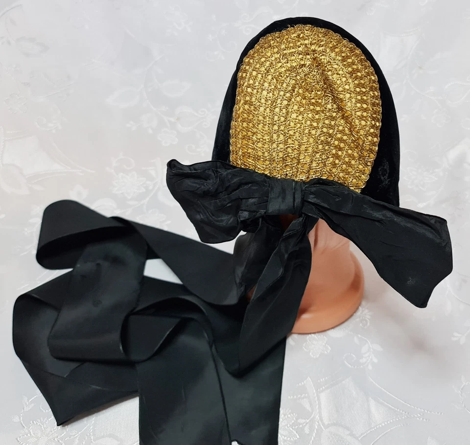 ANTIGUO AUTÉNTICO C19 AUSTRIA TRACHTENHAUBE VICTORIANO ORO BORDADO SOMBRERO Foto 4 de 4