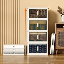 4/5 Layers Collapsible Storage Cabinets with Doors Organizers Boxes Lid & Wheels