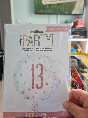 Rosegold Unikat Party Glitzer Zahl 13. Geburtstag Ballon - 18'' Folie