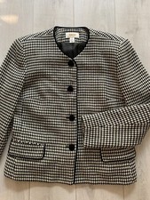 Talbots Wool Black White Houndstooth Vintage Jacket Sz 4