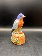 Vtg Robin Bell Handpainted Bird on Tree Stump Bird Collector Bell Collector