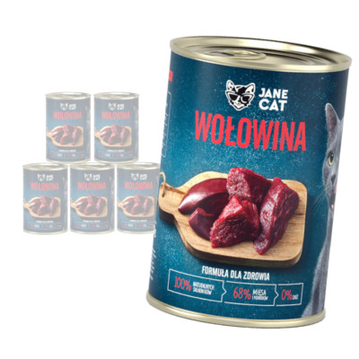 Jane Cat ADULT RIND 6x 400g feuchte Nahrung für Katzen ohne Getreide und Huhn