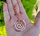 Spiral Keychain - Pure Copper - Hammered - Handmade - Unique Keyring