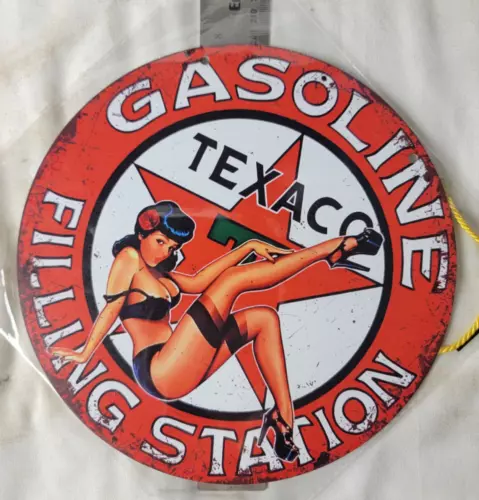 VINTAGE TEXACO GASOLINE SIGN PUMP PLATE GAS STATION OIL 7 3/4" x 7 3/4"