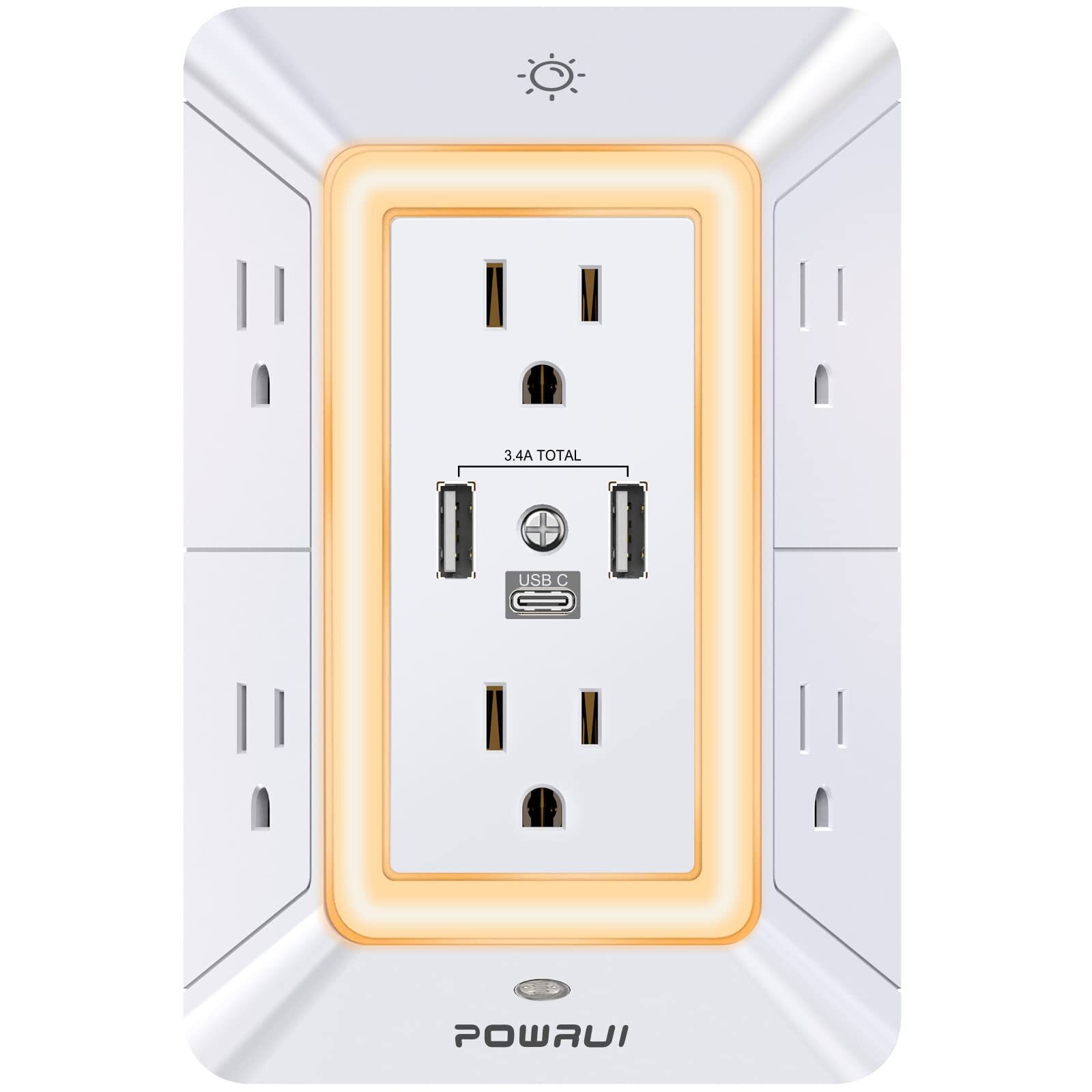 Multi Plug Outlet Surge Protector - POWRUI 6 Outlet Extender with 3 USB Ports...