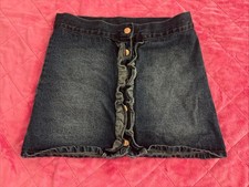 Tommy Bahama Girls Blue Denim Ruffle Dark Wash A-Line Mini Skirt Size M 7/8