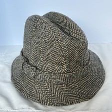 Stetson Fedora Hat M Herringbone Tweed Vtg Style Academic Heritage Preppy Retro