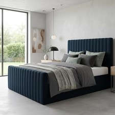 Line Narrowed Upholstered Bed Frame Teddy Fabric – UK Handcrafted