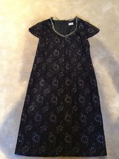 ROMAN ORIGINALS Navy Silver Lace Evening Lined Dress Size 16 Christmas Cruise