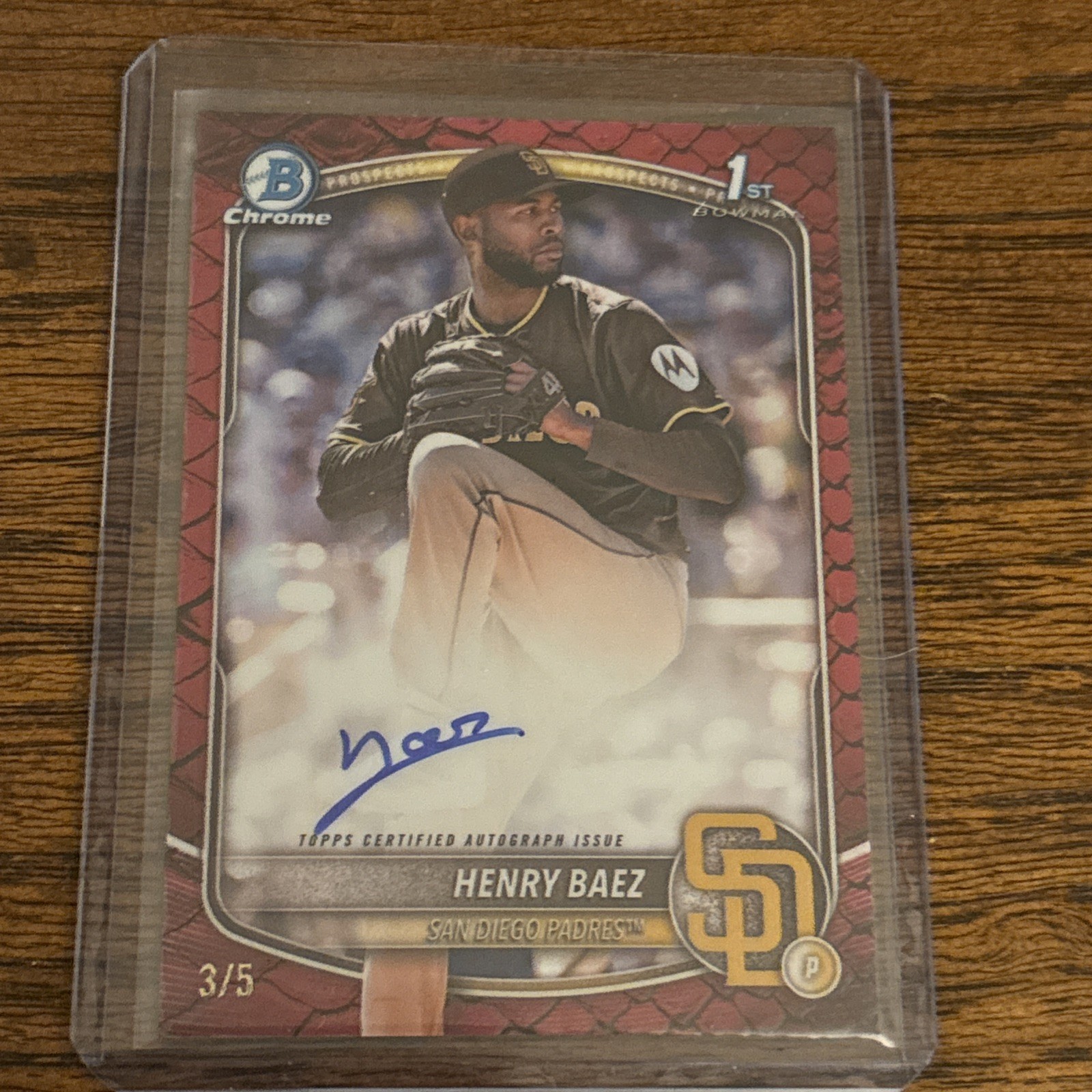 2025 Bowman Chrome Henry Baez #CPA-HBA Prospects AUTO RED Reptilian /5! 🔥🔥