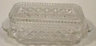 Anchor Hocking Wexford Diamond Pattern Clear Glass Butter Dish w/ Cover Vintage