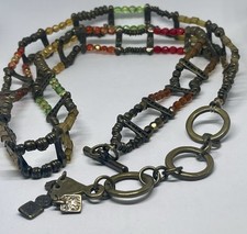 Colorful Vintage Bohemian Festival Belt 35-38 Beaded Antiqued Bronze Rare Find