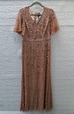 New Adrianna Papell Beaded Embellished Flutter Sleeve Gown Size 10