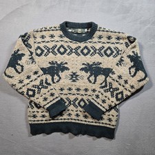 Men’s Vintage Orvis Wool Sweater - Mens Size M - Nordic Reindeer Made In USA
