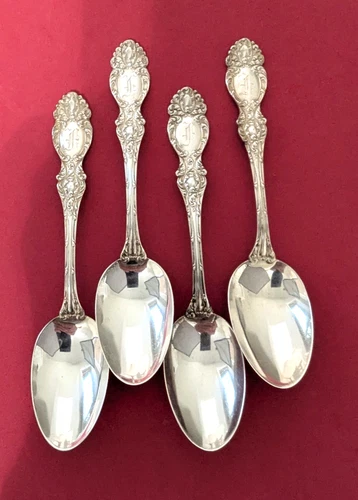 4 LUCERNE STERLING SILVER  by Wallace Teaspoons  6" w Mono 83 grams Melt Scrap