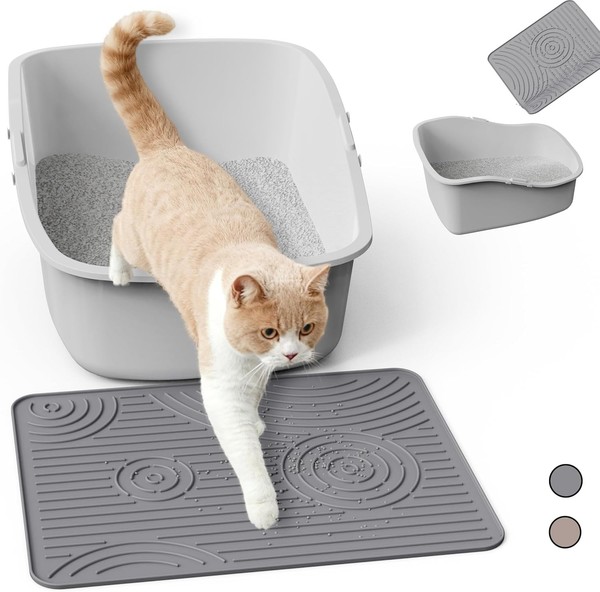 Katzenklo Matte, 40X30Cm Silikon Katzenstreu Matte, Wasserdicht Und Bpa-Frei-image