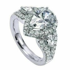 2.00Ct Lab Created Pear Shape Diamond Halo Wedding Ring 14K White Gold Over