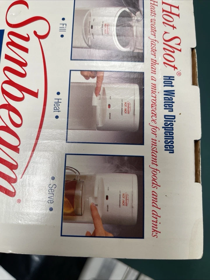 Dispensador de agua caliente Sunbeam Hot Shot 6170 16 oz calentamiento rápido blanco (nuevo en caja) Foto 3 de 4