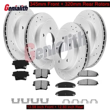345mm Front Rear Drilled Rotors Brake Pads for Dodge Charger Challenger Magnum